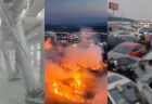 【終わらない裁き】中国で記録的な寒波と山火事　『上海タワー』が雪と氷に覆われ、路面凍結で100台の車が事故　台湾2個分に相当する面積が山火事で消失