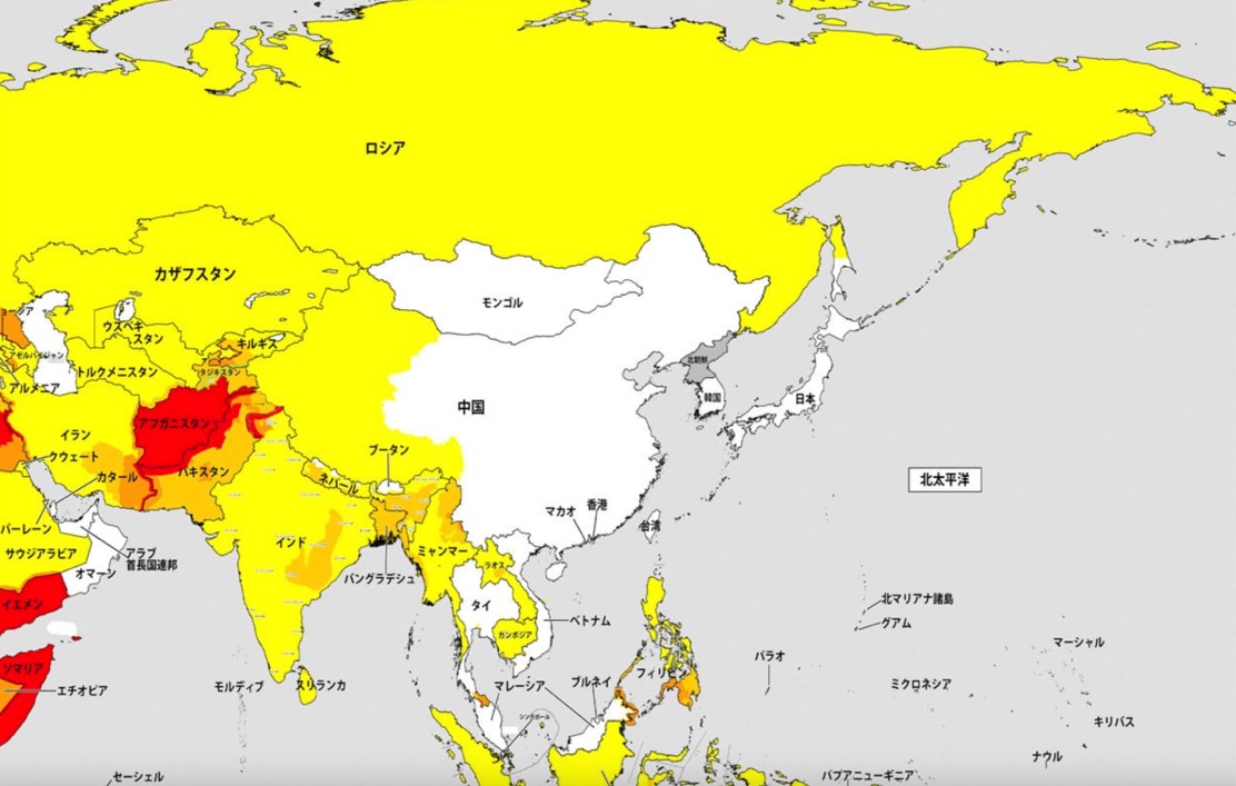 環太平洋の先進国のうち、日本だけが中国の危険情報レベルをゼロとしていることが判明